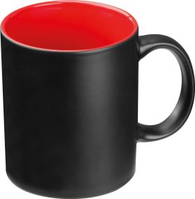 Tasse außen schwarz, innen farbig als Werbeartikel