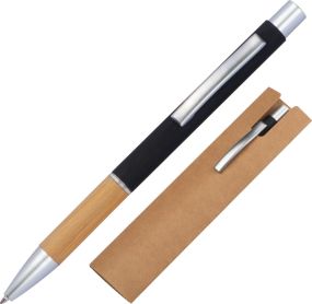 Aluminium Kugelschreiber mit Bambusgriffzone als Werbeartikel
