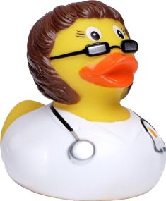 Quietsche-Ente Ärztin als Werbeartikel