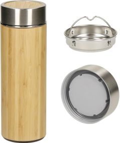 Vakuum Flasche Bambus, small als Werbeartikel