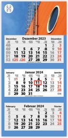 3-Monats Faltkalender Tres-Light Plus, inkl. Druck als Werbeartikel