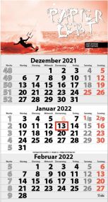 3 Monats DIN A3 Kalender Trinus G/Trinus G Euro/Four G/Five, inkl. Digitaldruck