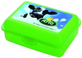 Bio-Snack-Box Uno mit 4c In-Mould-Label als Werbeartikel