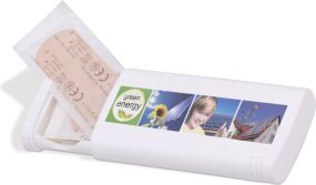 SafeCard® Pflaster-Set mit extra großen Pflastern im Kunststoffspender als Werbeartikel