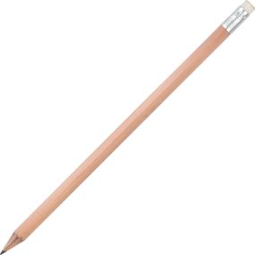 Bleistift 6-eckig, natur - mit Radiergummi als Werbeartikel