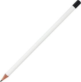 Bleistift rund, weiß lackiert - mit Tauchkappe als Werbeartikel