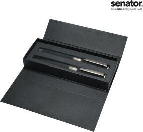 senator® Image Black Line Set (Drehkugelschreiber+ Rollerball) als Werbeartikel