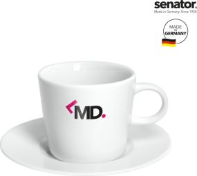 senator® Fancy Espresso Tasse mit Untertasse als Werbeartikel