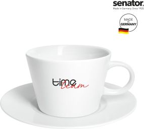 senator® Fancy Cafe Set Pozellantasse mit Untertasse als Werbeartikel