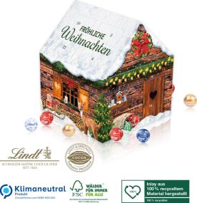 Adventskalender Weihnachtshaus von Lindt als Werbeartikel