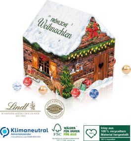 Adventskalender Weihnachtshaus von Lindt als Werbeartikel