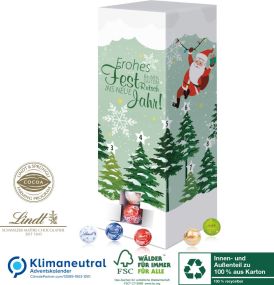 Ökologischer Adventsturm mit Lindt Schokolade als Werbeartikel
