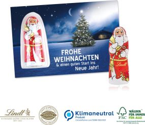 Schokokarte Business mit Lindt Weihnachtsmann als Werbeartikel