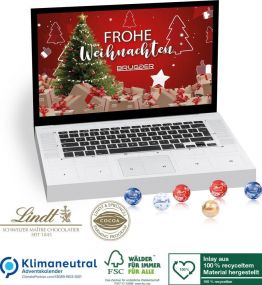 Tisch-Adventskalender Lindt Gourmet Edition Laptop als Werbeartikel