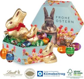 Großes Premium-Osternest mit Schokolade von Lindt - inkl. Digitaldruck als Werbeartikel