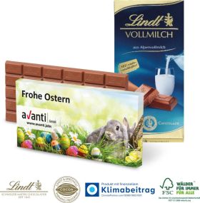 Premium Schokolade von Lindt, 100 g - Kartonage auch aus Graspapier - inkl. Digitaldruck