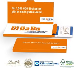 Grußkarte mit Schokoladentafel von Lindt Excellence - inkl. Digitaldruck als Werbeartikel