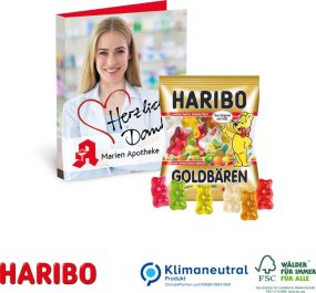 Werbe-Klappkarte mit Haribo Goldbären als Werbeartikel