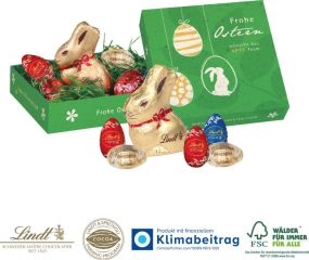 Osternest mit Schokolade von Lindt - Kartonage auch aus Graspapier - inkl. Digitaldruck