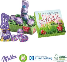 Osternest mit Schokolade von Milka - inkl. Digitaldruck als Werbeartikel