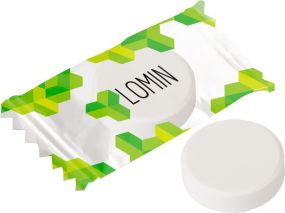 Flowpack mit Pfefferminze-Tabletten als Werbeartikel