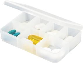 PILLIN Medikamentenbox aus Kunststoff, 7 Fächer als Werbeartikel