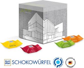 Präsentbox mit Ritter Sport Schokowürfel als Werbeartikel