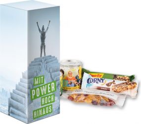 Geschenk-Tower Power Food als Werbeartikel