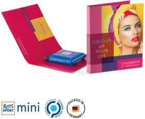 Werbekarte Midi mit Ritter SPORT Mini Schokolade - Sorte nach Wahl - inkl. Druck als Werbeartikel