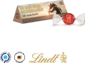 Werbeprisma Werbeverpackung mit Lindt Lindor Kugeln - inkl. Druck als Werbeartikel