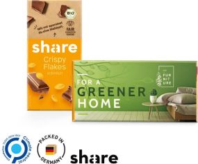 Bio Share Schokolade Crispy Flakes - inkl. Druck als Werbeartikel
