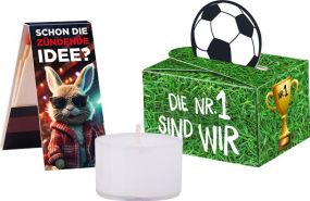 Geschenkbox Mini Rund - Lagerfeuer to go als Werbeartikel