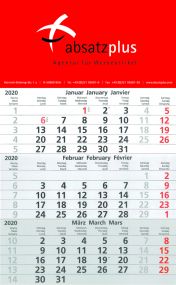 3-Monatswandkalender mit individuell bedrucktem Kopfteil 4/0-farbig als Werbeartikel