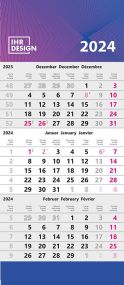 3-Monatswandkalender mit Datumschieber und Fußleiste als Werbeartikel