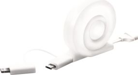 Snail 2-in-1 Micro USB Kabel mit MFI iPhone 5/6 Adapteraufsatz, aufrollbar als Werbeartikel