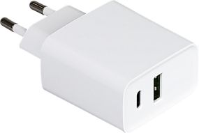 Ladegerät mit 20W und Quick Charge, für USB Typ A und Typ C als Werbeartikel