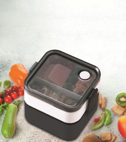 DUO Doppel-Lunchbox mit auslaufsicherem Deckel als Werbeartikel