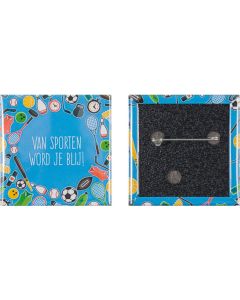 Quadratische Button 52 mm mit doppelt gesicherter Nadel - inkl. Werbedruck