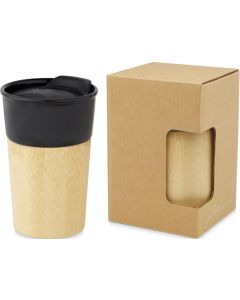 Restposten Pereira 320 ml Porzellanbecher mit Außenseite aus Bambus