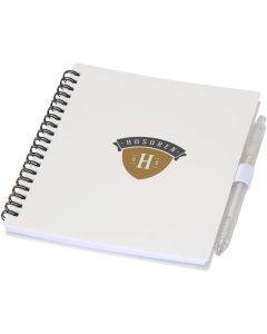 Niove Softcover Notizbuch aus recyceltem Kunststoff mit Kugelschreiber (blaue Mine)