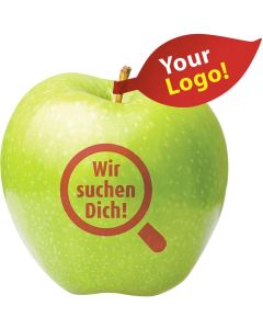 Apfel grün Lupe mit Apfelblatt - inkl. LogoFrucht Druck
