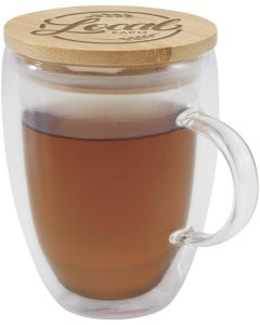 Leona 350 ml Glasbecher mit Bambusdeckel