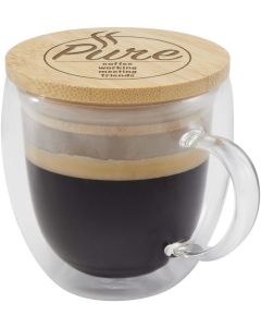 Lenora 250 ml Glasbecher mit Bambusdeckel