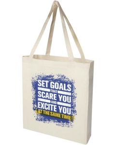 Madras 140 g/m² Baumwoll Tragetasche mit Seitenfalten aus GRS recycelter Baumwolle