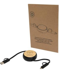 Chechia 100cm 5in1 Kabel, einziehbar, für Datenübertragung und 45W Schnellladung mit Bambusdetails