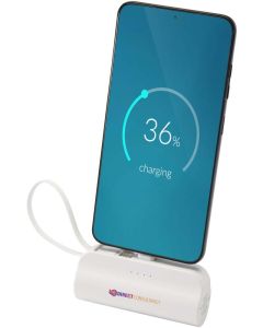Alnair 10 W 5000 mAh Typ C Powerbank aus recyceltem Kunststoff mit integriertem Klappständer und 2 in 1 Kabel