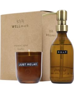 Wellmark Discovery Seifenspender und Duftkerze ´Bambus´-Set, 200 ml (Spender) und 150 g (Duftkerze)