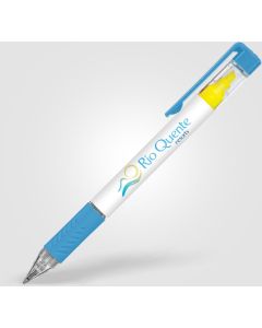 Bergman Kugelschreiber mit Textmarker & farbigem Griff