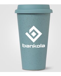 Equator Keramikbecher mit Deckel doppelwandig, 265 ml - inkl. Werbedruck