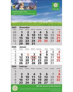 3 Monats-Wandkalender Standard 2 Plus, deutsch